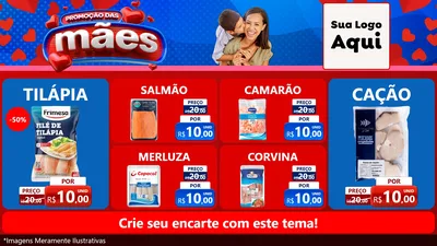 Modelo de TV para TV Horizontal com o tema Promoção das Mães para Peixaria