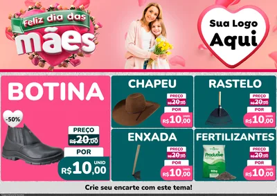 Modelo de Encarte para Encarte A4 Horizontal com o tema Feliz Dia das Mães para Agropecuária