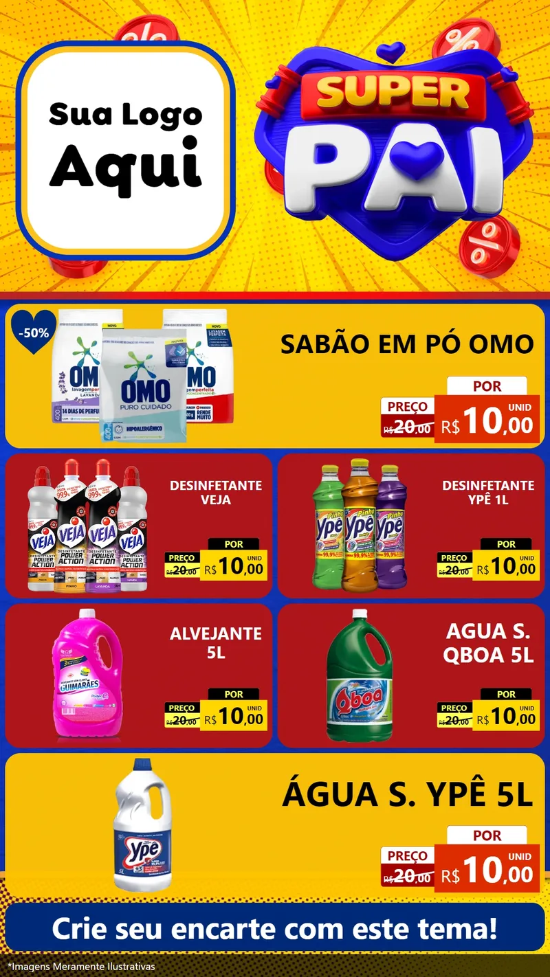 Modelo de TV para TV Vertical com o tema Super Pai para Produtos de Limpeza