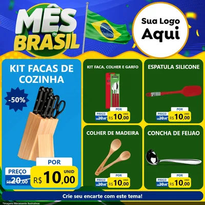 Modelo de Rede Social para Feed Facebook com o tema Mês do Brasil para Utilidades Domésticas