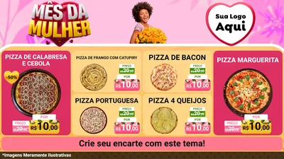 Modelo de TV para TV Horizontal com o tema Mês da Mulher para Pizzaria