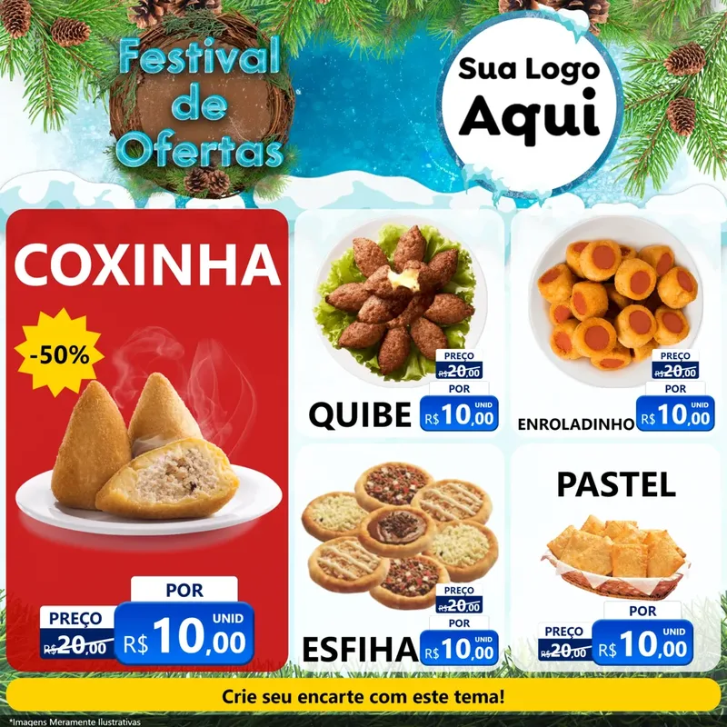 Modelo de Rede Social para Feed Facebook com o tema Festival de Ofertas - Inverno para Salgadaria