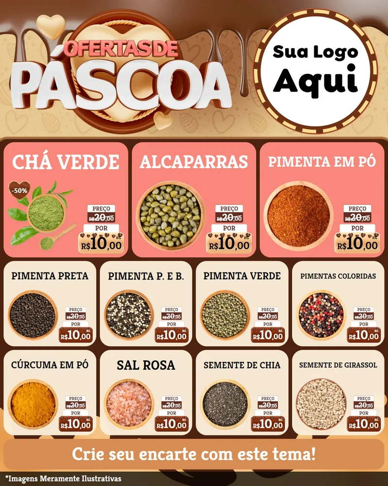 Modelo de Rede Social para Feed Instagram com o tema Ofertas de Páscoa para Produtos Naturais