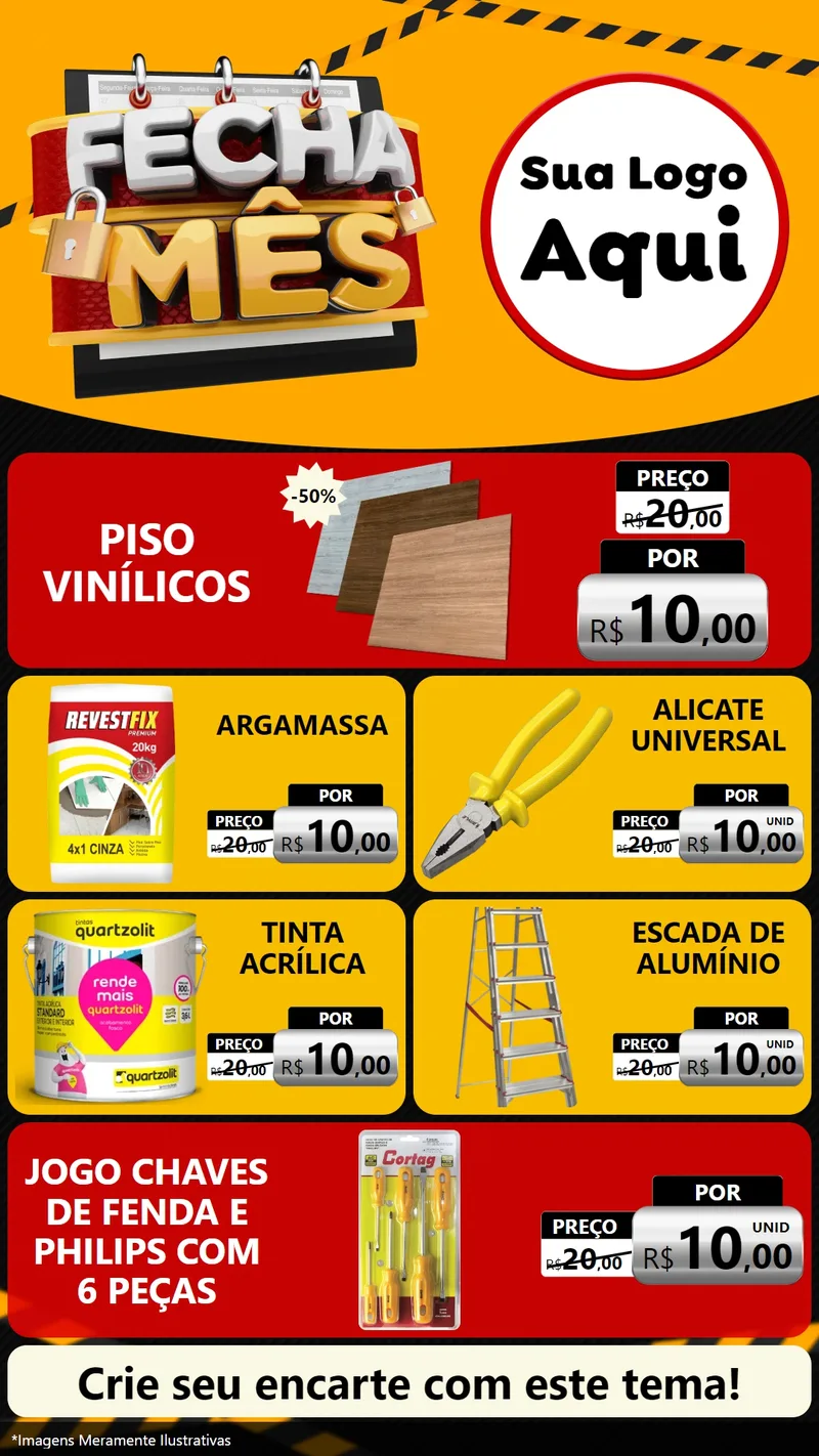 Modelo de TV para TV Vertical com o tema Fecha Mês para Material para Construção