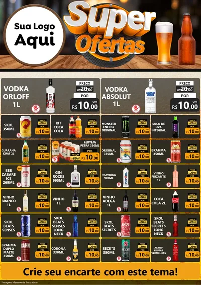 Modelo de Encarte para Encarte A4 Vertical com o tema Super Ofertas - Adega / Bebidas para Distribuidora de bebidas