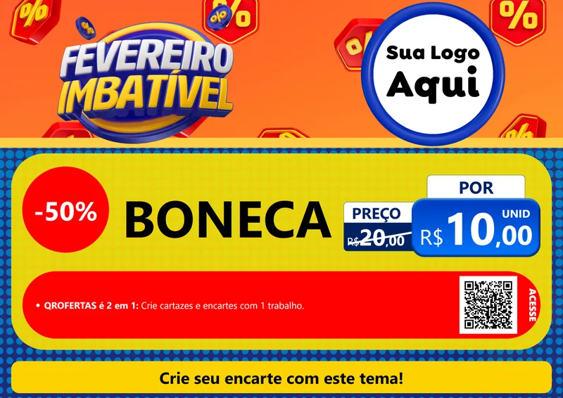 Modelo de Cartaz para Cartaz A4 Horizontal com o tema Fevereiro Imbatível para Brinquedos