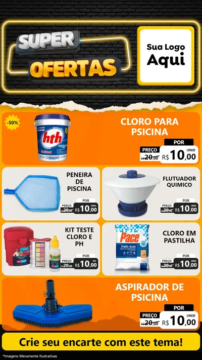 Modelo de TV para TV Vertical com o tema Super Ofertas para Produtos para Piscina