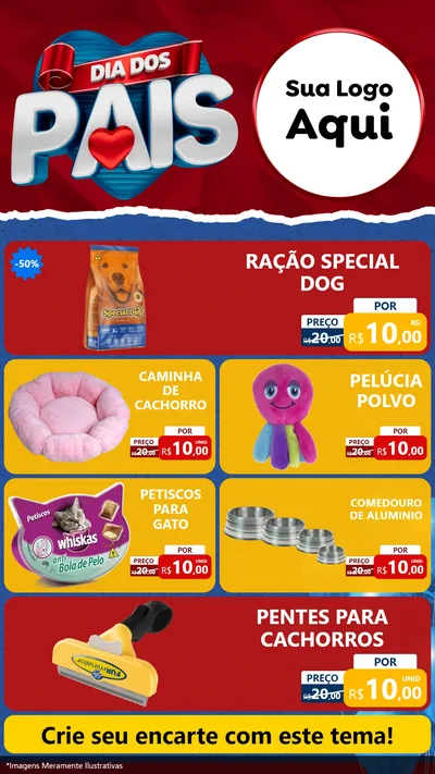Modelo de TV para TV Vertical com o tema Dia dos Pais para Pet Shop