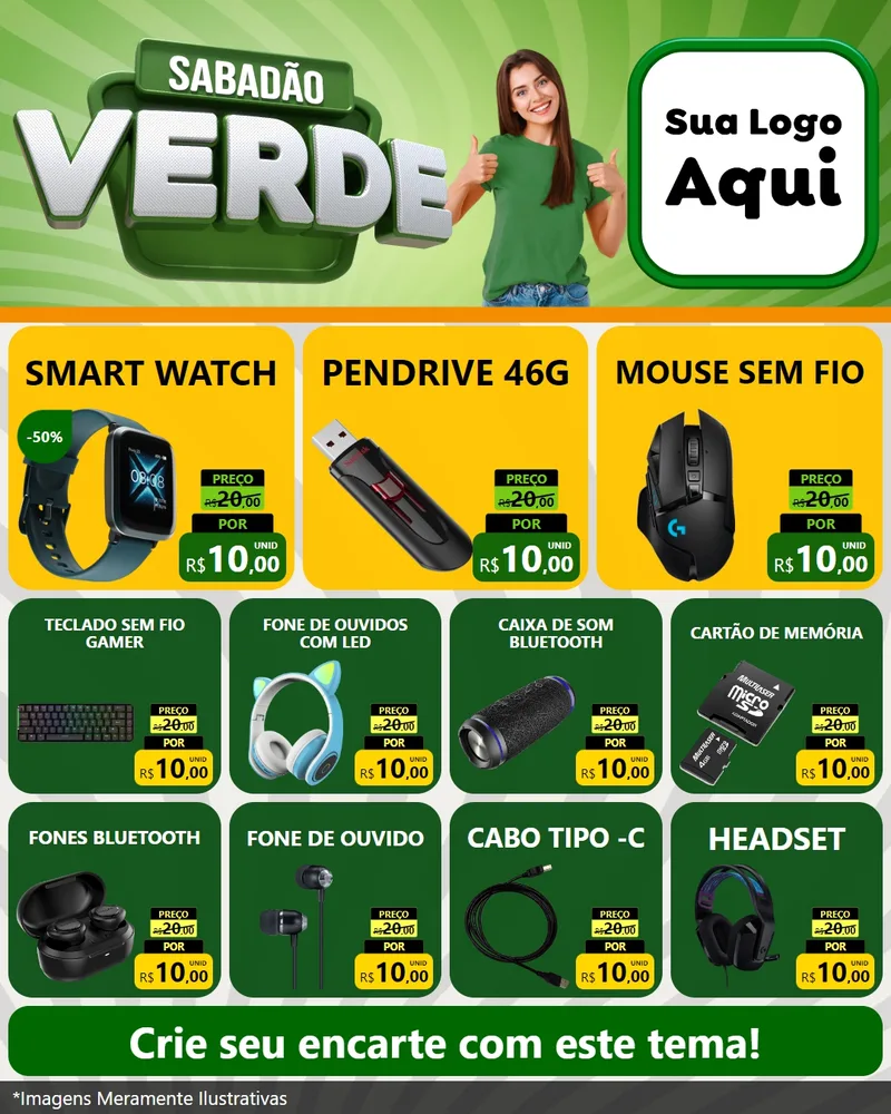 Modelo de Rede Social para Feed Instagram com o tema Sabadão Verde para Informática