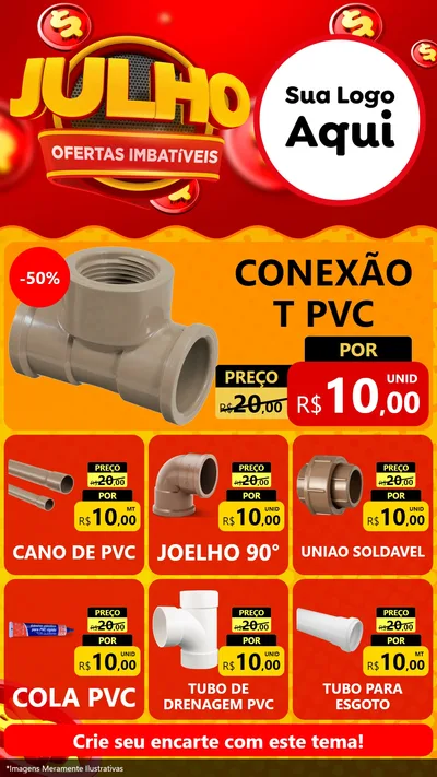 Modelo de Rede Social para Stories com o tema Julho Ofertas Imbatíveis para Tubos e conexões