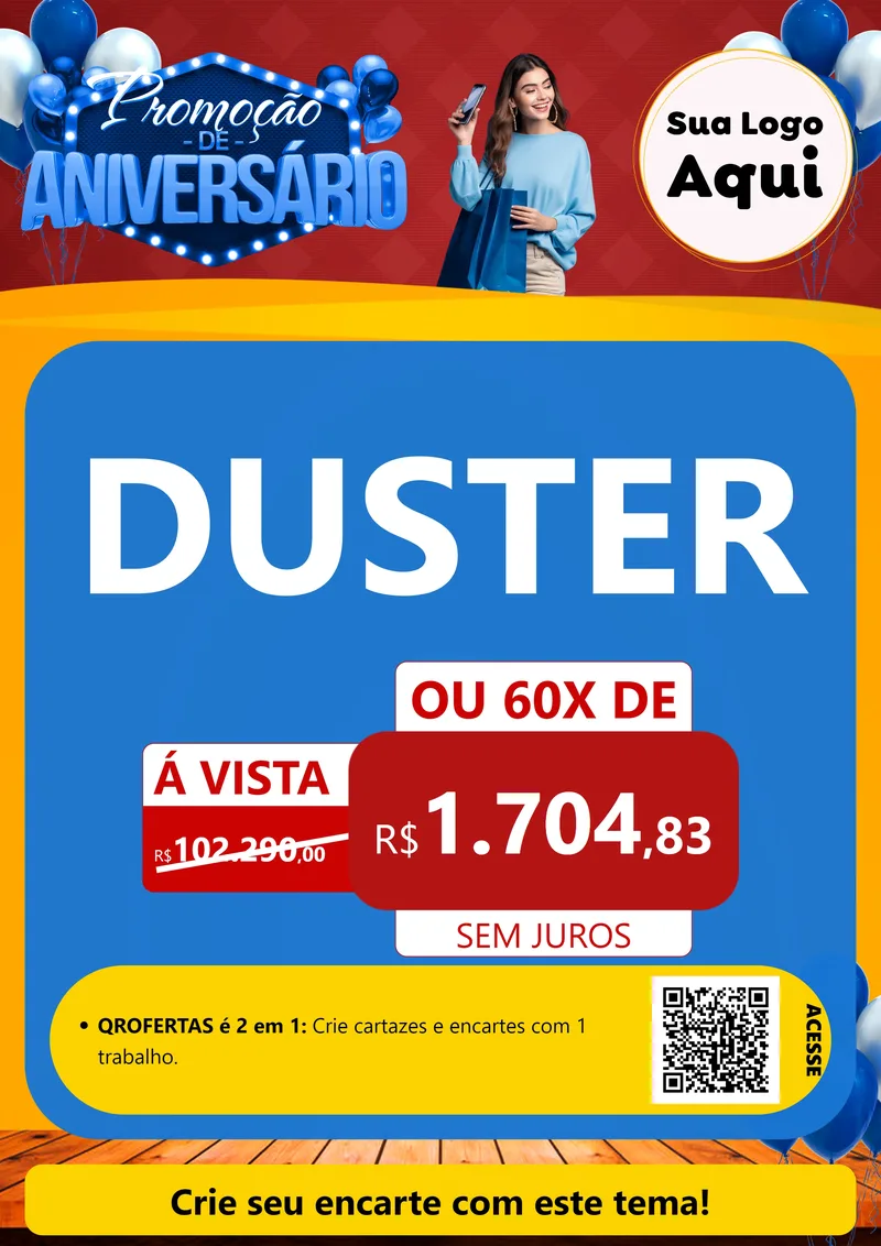 Modelo de Cartaz para Cartaz A4 Vertical com o tema Promoção de Aniversário para Concessionaria de Carros
