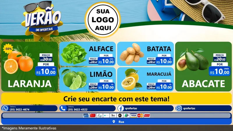 Modelo de TV para TV Horizontal com o tema Verão de Ofertas para Hortifrúti