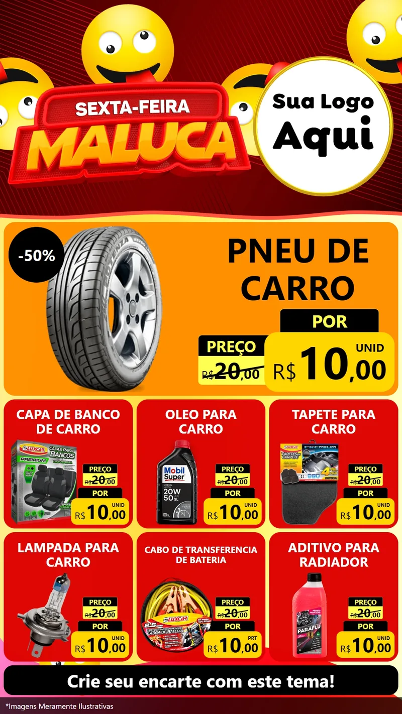 Modelo de Rede Social para Stories com o tema Sexta-feira Maluca para Auto peças
