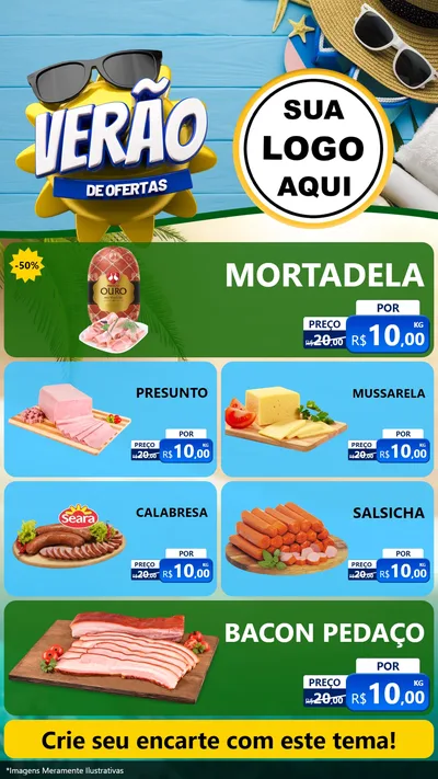 Modelo de TV para TV Vertical com o tema Verão de Ofertas para Frios e Laticínios