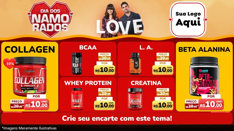 Modelo de TV para TV Horizontal com o tema Dia dos Namorados para Suplementos alimentares