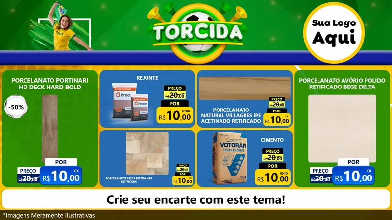 Modelo de TV para TV Horizontal com o tema Torcida para Pisos e revestimentos