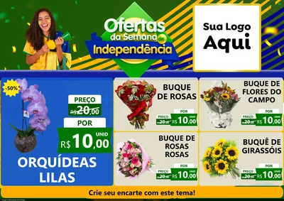 Modelo de Encarte para Encarte A4 Horizontal com o tema Ofertas da Semana da Independência para Floricultura e jardim