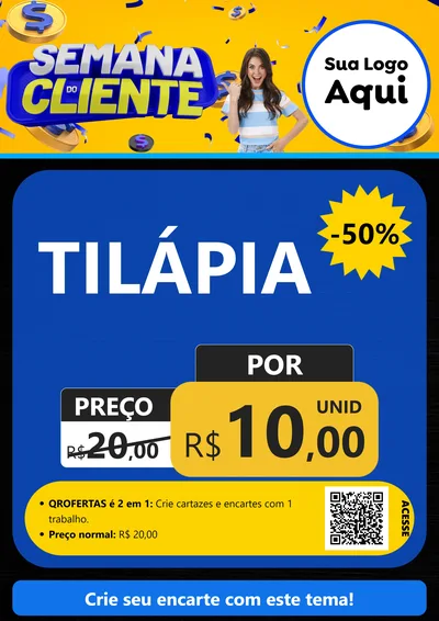Modelo de Cartaz para Cartaz A4 Vertical com o tema Semana do Cliente para Peixaria