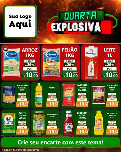 Modelo de Rede Social para Feed Instagram com o tema Quarta Explosiva para Supermercado
