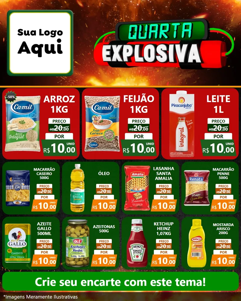 Modelo de Rede Social para Feed Instagram com o tema Quarta Explosiva para Supermercado