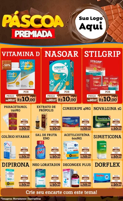 Modelo de Encarte para Encarte Grande com o tema Páscoa Premiada para Farmácia