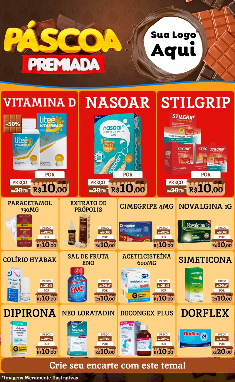 Modelo de Encarte para Encarte Grande com o tema Páscoa Premiada para Farmácia
