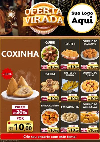 Modelo de Encarte para Encarte A4 Vertical com o tema Oferta da Virada para Salgadaria