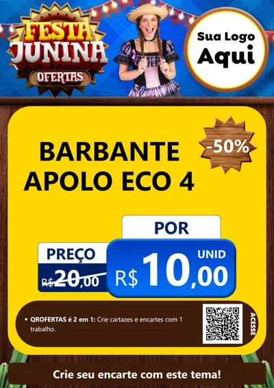 Modelo de Cartaz para Cartaz A4 Vertical com o tema Festa Junina Ofertas para Armarinho e Aviamentos