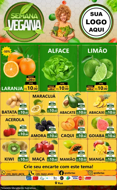 Modelo de Encarte para Encarte Grande com o tema Semana Vegana para Hortifrúti