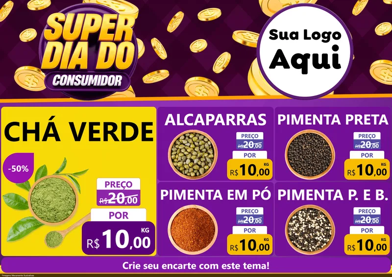 Modelo de Encarte para Encarte A4 Horizontal com o tema Super Dia do Consumidor para Produtos Naturais