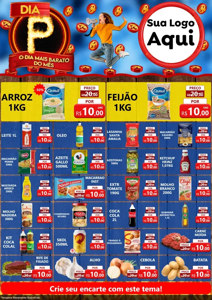 Modelo de Encarte para Encarte A4 Vertical com o tema Dia P - O Dia Mais Barato Do Mês para Supermercado