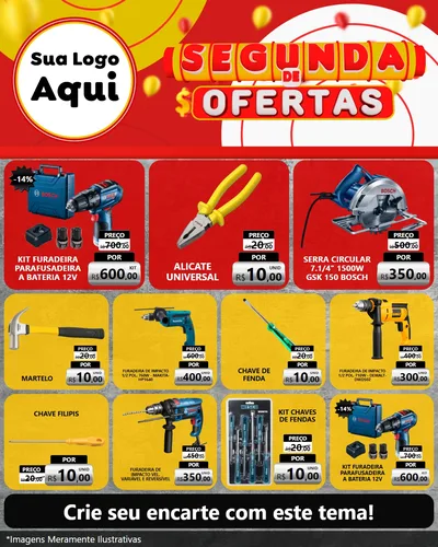 Modelo de Rede Social para Feed Instagram com o tema Segunda de Ofertas para Maquinas e Ferramentas