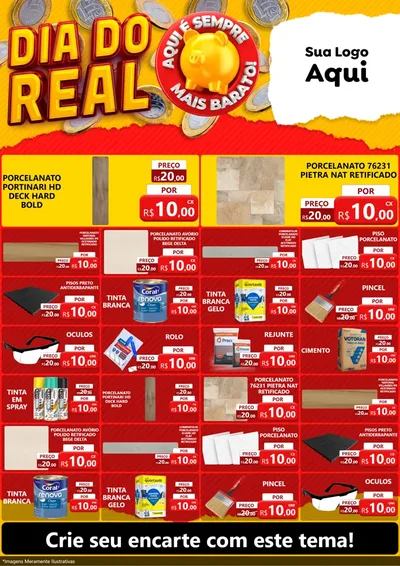 Modelo de Encarte para Encarte A4 Vertical com o tema Dia Do Real para Pisos e revestimentos