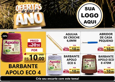 Modelo de Encarte para Encarte A4 Horizontal com o tema Ofertas de Fim de Ano para Armarinho e Aviamentos