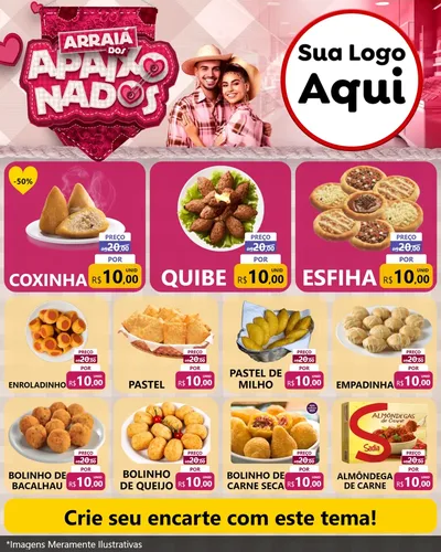Modelo de Rede Social para Feed Instagram com o tema Arraiá dos Apaixonados - Junina para Salgadaria