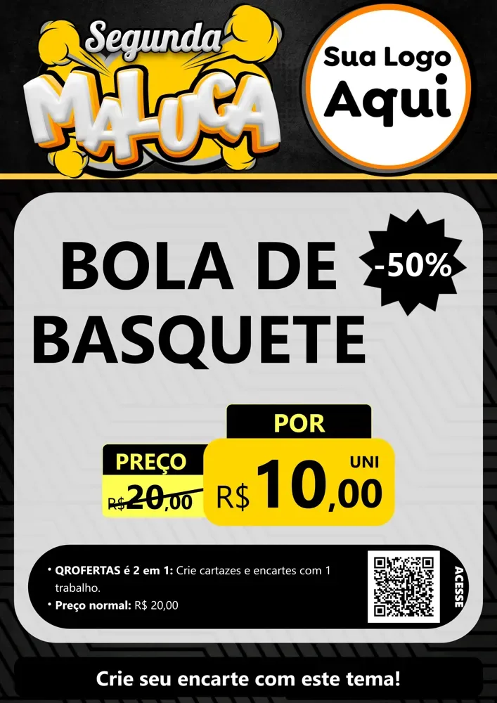 Modelo de Cartaz para Cartaz A4 Vertical com o tema Segunda Maluca para Artigos Esportivos