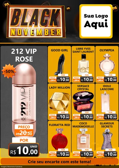 Modelo de Encarte para Encarte A4 Vertical com o tema Black November para Perfumes