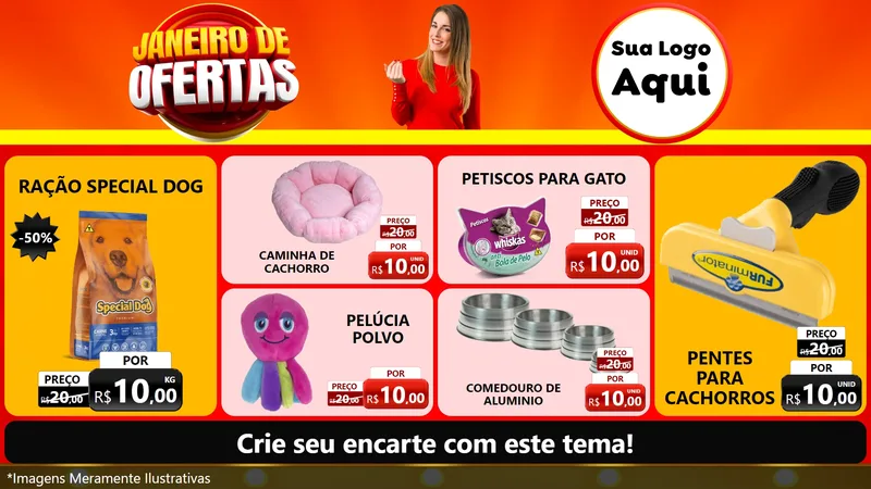 Modelo de TV para TV Horizontal com o tema Janeiro de Ofertas para Pet Shop