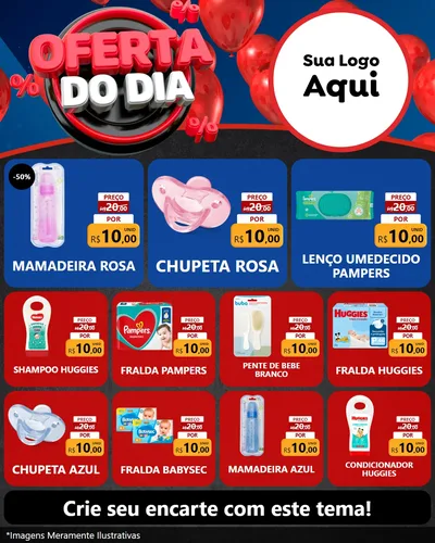 Modelo de Rede Social para Feed Instagram com o tema Oferta do Dia para Bebês