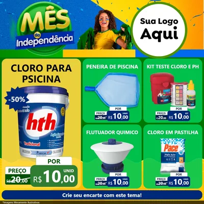 Modelo de Rede Social para Feed Facebook com o tema Mês da Independência para Produtos para Piscina