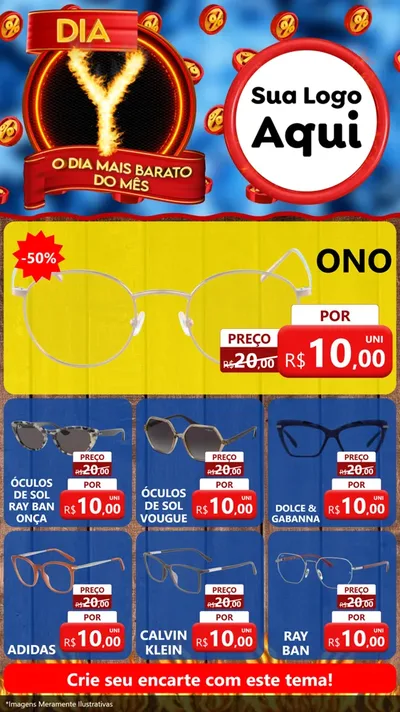 Modelo de Rede Social para Stories com o tema Dia Y - O Dia Mais Barato Do Mês para Óticas