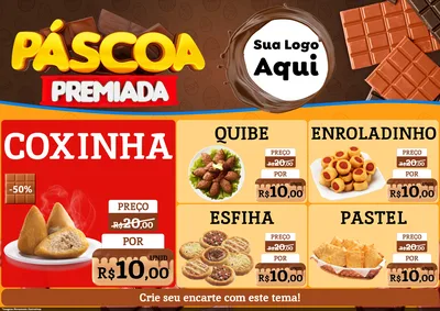 Modelo de Encarte para Encarte A4 Horizontal com o tema Páscoa Premiada para Salgadaria