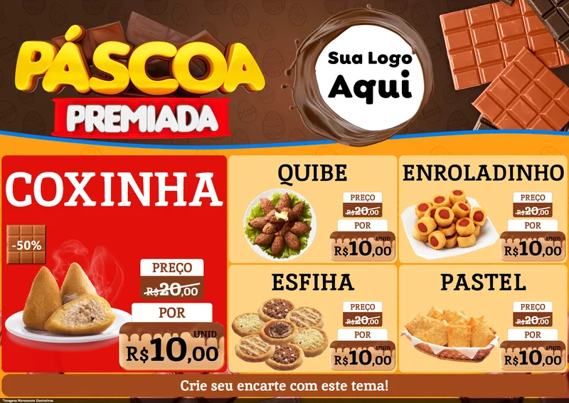 Modelo de Encarte para Encarte A4 Horizontal com o tema Páscoa Premiada para Salgadaria