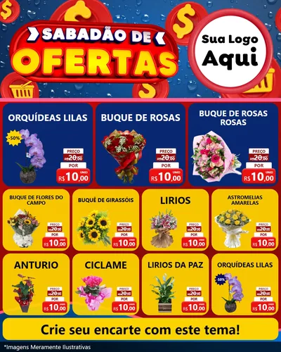 Modelo de Rede Social para Feed Instagram com o tema Sabadão de Ofertas para Floricultura e jardim
