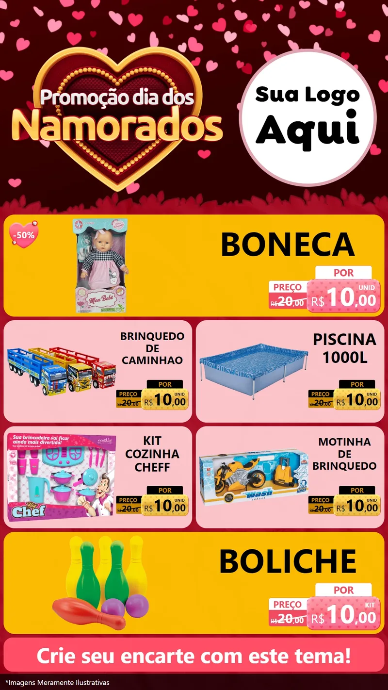 Modelo de TV para TV Vertical com o tema Promoção Dia Dos Namorados para Brinquedos