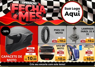 Modelo de Encarte para Encarte A4 Horizontal com o tema Operação Fecha Mês - Auto Moto para Moto peças