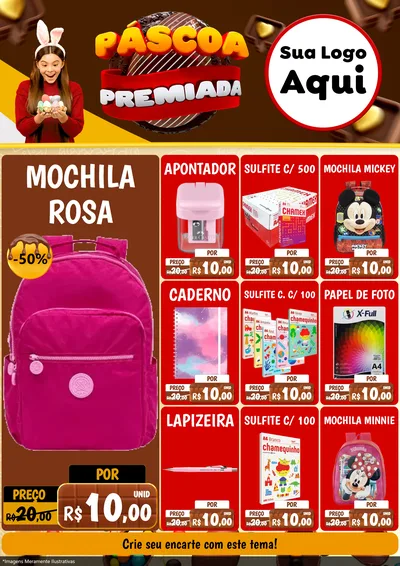 Modelo de Encarte para Encarte A4 Vertical com o tema Páscoa Premiada para Papelaria