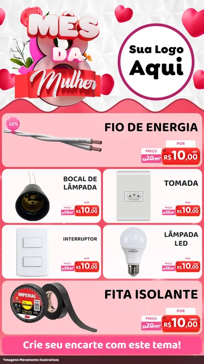 Modelo de TV para TV Vertical com o tema Mês da Mulher para Materiais Elétricos