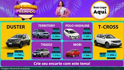 Modelo de TV para TV Horizontal com o tema Pré-Carnaval Premiado para Concessionaria de Carros