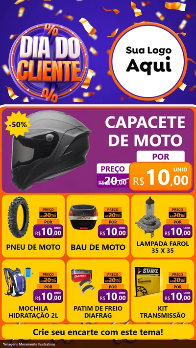 Modelo de Rede Social para Stories com o tema Dia do Cliente para Moto peças